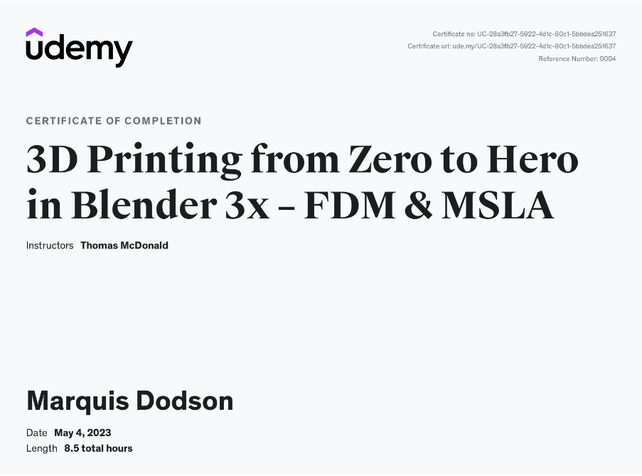 Marquis Dodson acts as the head 3d printing engineer at L7CE.